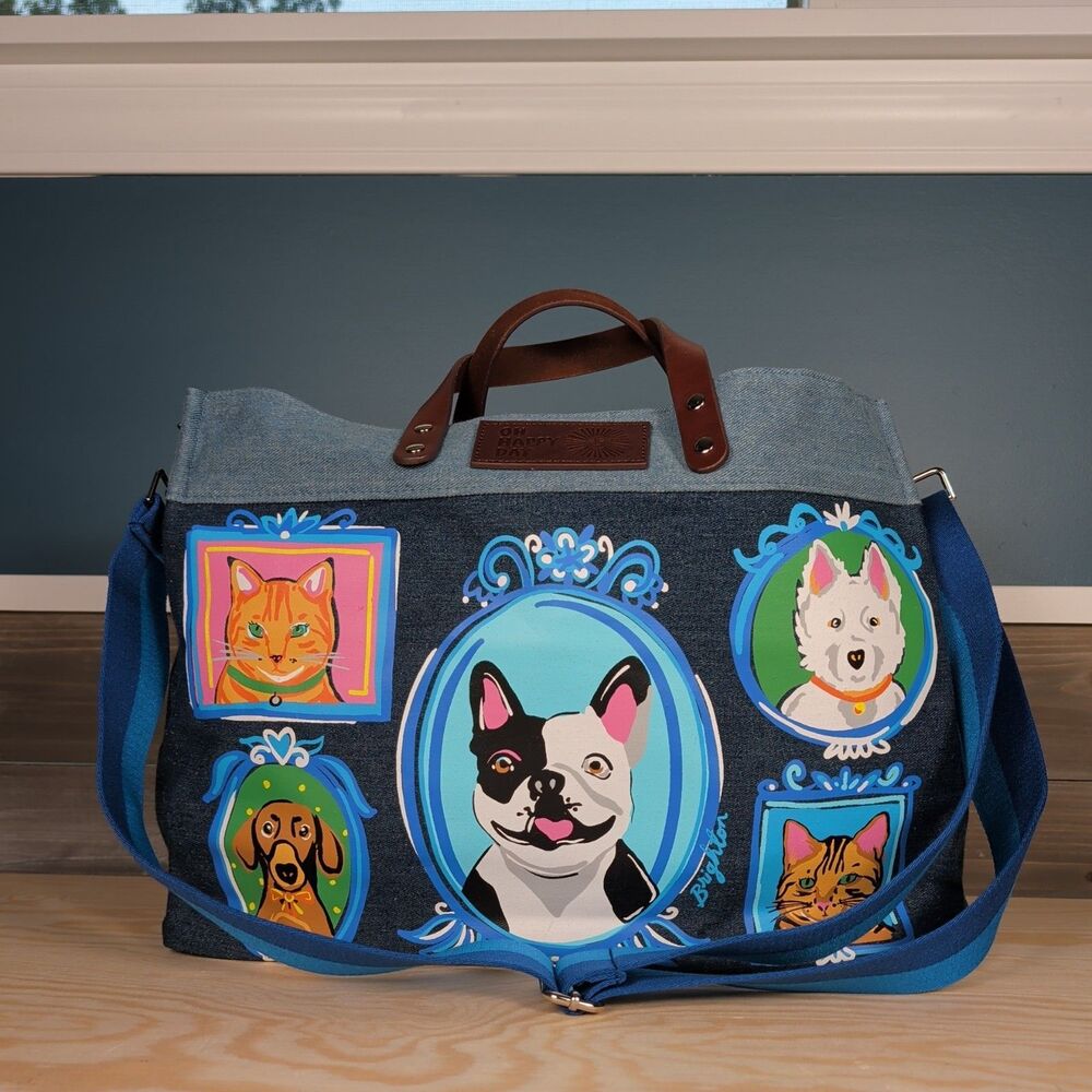 Brighton Artful At Heart Fur Family East West Denim Denim Tote Cats Dogs